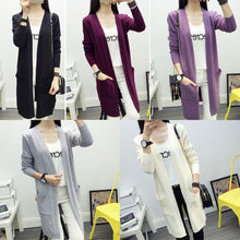 Women Medium long cardigan cashmere material loose sweater Sweaters for outerwear coat with pockets SM6