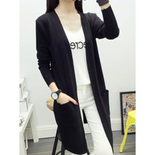 Women Medium long cardigan cashmere material loose sweater Sweaters for outerwear coat with pockets SM6