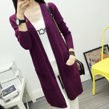 Women Medium long cardigan cashmere material loose sweater Sweaters for outerwear coat with pockets SM6