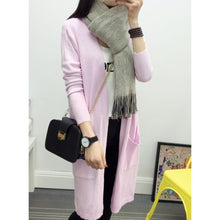 Women Medium long cardigan cashmere material loose sweater Sweaters for outerwear coat with pockets SM6