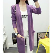 Women Medium long cardigan cashmere material loose sweater Sweaters for outerwear coat with pockets SM6