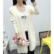 Women Medium long cardigan cashmere material loose sweater Sweaters for outerwear coat with pockets SM6