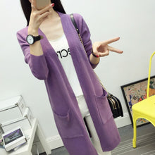 Women Medium long cardigan cashmere material loose sweater Sweaters for outerwear coat with pockets SM6