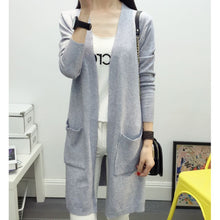 Women Medium long cardigan cashmere material loose sweater Sweaters for outerwear coat with pockets SM6