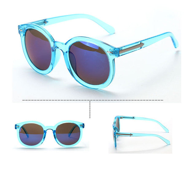 New Women Round Mirrored Lens Sunglasses Eyewear Plastic Frame Jelly Sun Glasses UV400SM6