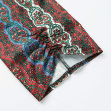Women Vintage Shirt Dress Floral Print Tie Neck Half Sleeve Ethnic Boho Dress Loose Shift Mini Dress Red  SM6