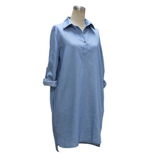 New Women's Casual Loose Short Mini Dress Denim Ladies Long Sleeve Shirt Dresses SM6