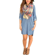 New Women's Casual Loose Short Mini Dress Denim Ladies Long Sleeve Shirt Dresses SM6
