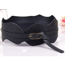 New Womens Girls Metal Buckle Irregular PU Leather Wide Waist Belt Waistband SM6