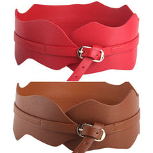 New Womens Girls Metal Buckle Irregular PU Leather Wide Waist Belt Waistband SM6