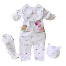 Newborn 0-3 Months Baby Boy Girl 5pcs Clothing Sets Cotton Cartoon Monk Tops Pants Bib Hats Infant Clothes SM6