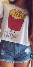 Women's T-shirt Casual Hamburger   French Fries Printing Character O-neck Short Clothes Chiffon SM6