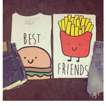 Women's T-shirt Casual Hamburger   French Fries Printing Character O-neck Short Clothes Chiffon SM6