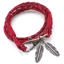 Women Men Leather Charm Bracelets Gifts Punk H  Braided Bracelets   Bangles Rope Chain Leaf Bracelet Accessories SM6