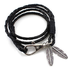 Women Men Leather Charm Bracelets Gifts Punk H  Braided Bracelets   Bangles Rope Chain Leaf Bracelet Accessories SM6