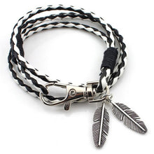 Women Men Leather Charm Bracelets Gifts Punk H  Braided Bracelets   Bangles Rope Chain Leaf Bracelet Accessories SM6