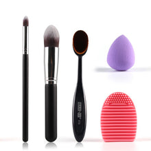 Newly Design 3pcs Makeup Brushes Toothbrush Oval Brush Foundation Brushes Cosmetic Puff SM6