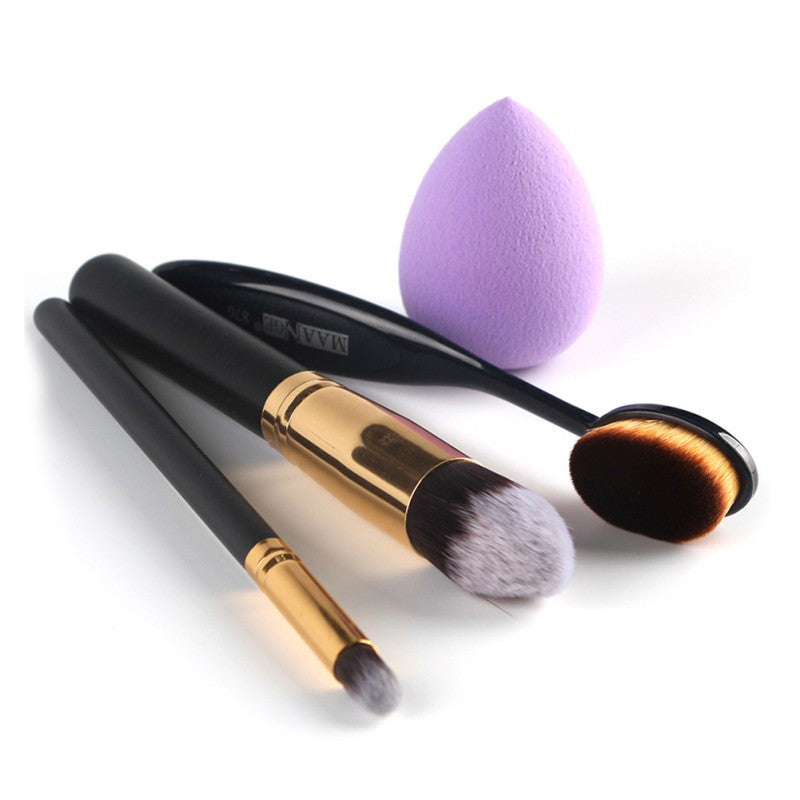 Newly Design 3pcs Makeup Brushes Toothbrush Oval Brush Foundation Brushes Cosmetic Puff SM6