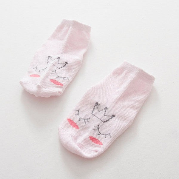 Nice Baby Cartoon Yellow/Pink Cotton Blend Ankle Slipper Anti Slip Soft Socks 0-4 Y SM6
