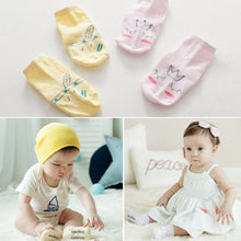 Nice Baby Cartoon Yellow/Pink Cotton Blend Ankle Slipper Anti Slip Soft Socks 0-4 Y SM6