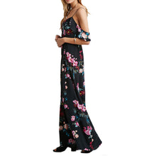 Off Shoulder Boho Beach dress casual Sleeveless Chiffon Women Maxi Retro Floral Print Evening Long Party Dresses SM6