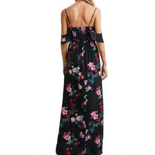 Off Shoulder Boho Beach dress casual Sleeveless Chiffon Women Maxi Retro Floral Print Evening Long Party Dresses SM6