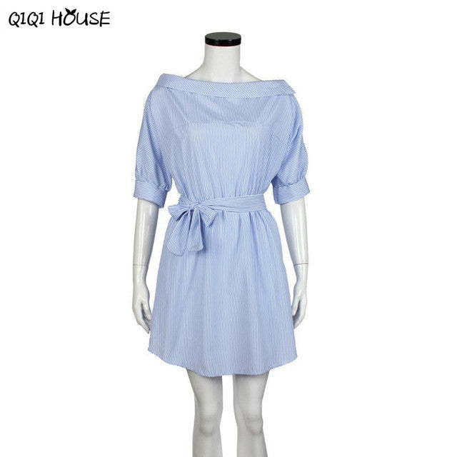 chinese dress ladies Office Dress Casual Shirt Half Sleeve Off Shoulder Mini Dress Ladies O –  summer life6