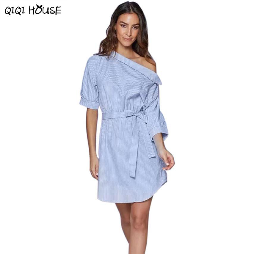 Office Dress Casual Shirt Half Sleeve Off Shoulder Mini Dress Ladies O – summer life6 Office Dress Casual Shirt Half Sleeve Off Shoulder Mini Dress Ladies O – summer life6