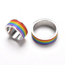 Personalized Rings Titanium Steel Jewelry Rainbow Rings for Men   Women in Stainless Steel Ring S  SM6