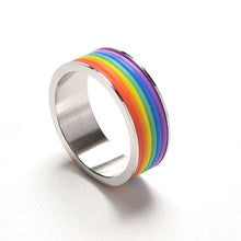 Personalized Rings Titanium Steel Jewelry Rainbow Rings for Men   Women in Stainless Steel Ring S  SM6