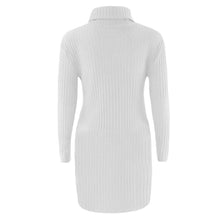 Plus Size Women Knitted Dress Solid Turtleneck Sweater Dress Long Sleeve Casual Party Mini Dress Long Ladies Pullover SM6