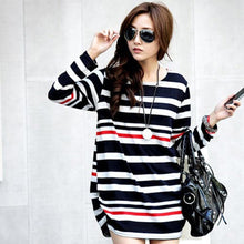 Pregnancy Women's Mini Dress Maternity Long Sleeve Stripe Top Blouse Shirt Tee FemmeSM6