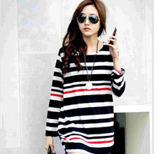 Pregnancy Women's Mini Dress Maternity Long Sleeve Stripe Top Blouse Shirt Tee FemmeSM6