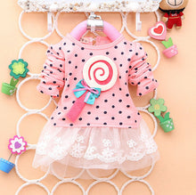Princess Baby Kids Girls Lace Dress Candy Polka Dot Print Long Sleeve Shirt Dresses SM6