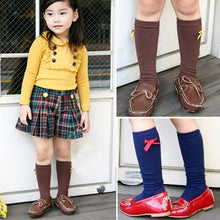 Princess Kids School Leg Warmer High Knee Socks Bow Solid Stockings For Girls New Y2 SM6
