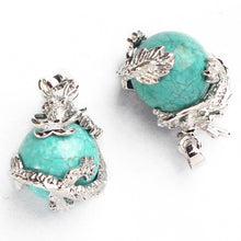 Punk Gems Dragon Wrap Inlaid Ball Charm Pendant Bead For Necklace Fashion Jewelry SM6