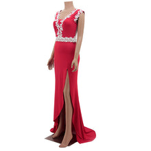 ROPALIA Sexy Backless Dress V-neck Embroider Trailing Party Beach Party Dress New SM6