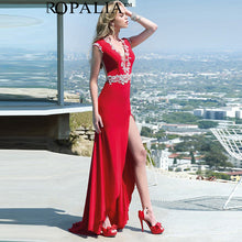 ROPALIA Sexy Backless Dress V-neck Embroider Trailing Party Beach Party Dress New SM6