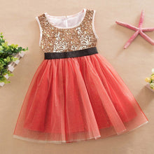 Red/Beige/Gray Girls Clothes Infant Sleeveless Kids Prom Dresses Tulle Sequins Princess Dress Costumes SM6