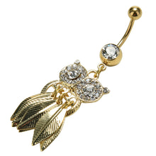 Rhinestone Owl Dangle Ball Barbell Bar Belly Button Navel Ring Body Piercing SM6