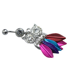 Rhinestone Owl Dangle Ball Barbell Bar Belly Button Navel Ring Body Piercing SM6