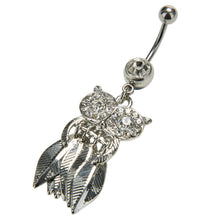 Rhinestone Owl Dangle Ball Barbell Bar Belly Button Navel Ring Body Piercing SM6