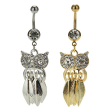 Rhinestone Owl Dangle Ball Barbell Bar Belly Button Navel Ring Body Piercing SM6