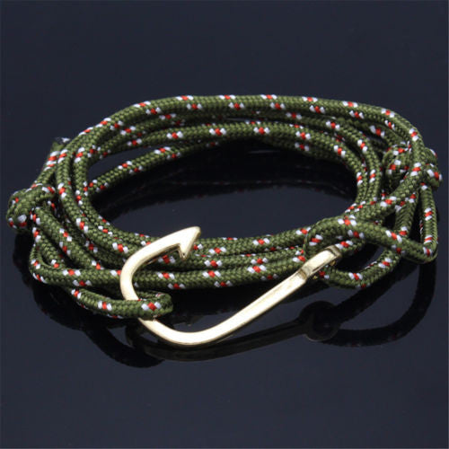 Rope Fish Hook Bracelet for Men Wrap Hook bracelet men bracelet Black   Red Hook bracelet SM6