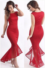 S Curvy Lines Tulle Fishtail Red Long Dress Party Evening Elegant Dress Sleeveless Floor Length Bodycon Mermaid Dress SM6