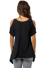 S-XXL   Black Off The Shoulder Tops For Casual T Shirt Plus Size Hollow Out Large Size Loose SM6