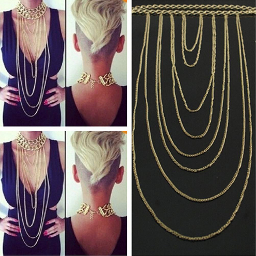 Sexy Body Chain Women Necklaces   Pendants Tassel Alloy Punk Long Necklace Designer Jewelry SM6