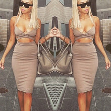 Sexy Bodycon Dresses Women Sleeveless Cut out Bandage Party Midi Dress SM6