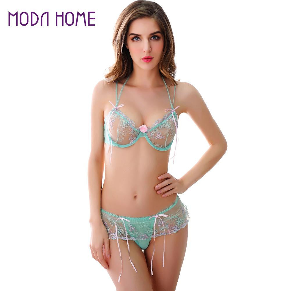 Sexy Erotic Lingerie Women Bra Set Bikini Underwear With G-string Dress Babydoll Nightwear Woman Costumes Sexy Bra Sets SM6