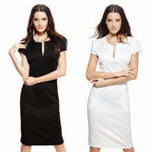 Sexy Fashion Women Pencil Dress Sleeve Puff Plunge V-Neck Pocket Slim Bodycon Midi Office Dress OL Women Work Party Wear SM6
